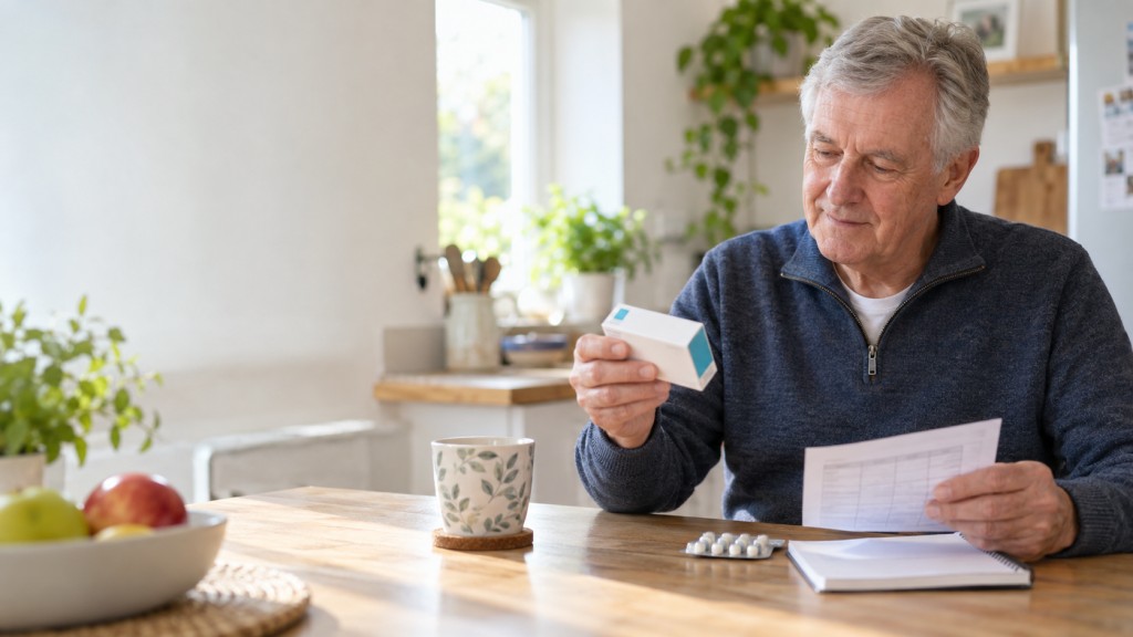 Person checking itraconazole medicine and treatment record at home