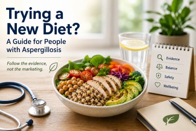 Healthy balanced meal illustrating evidence-based dietary advice for people living with aspergillosis.