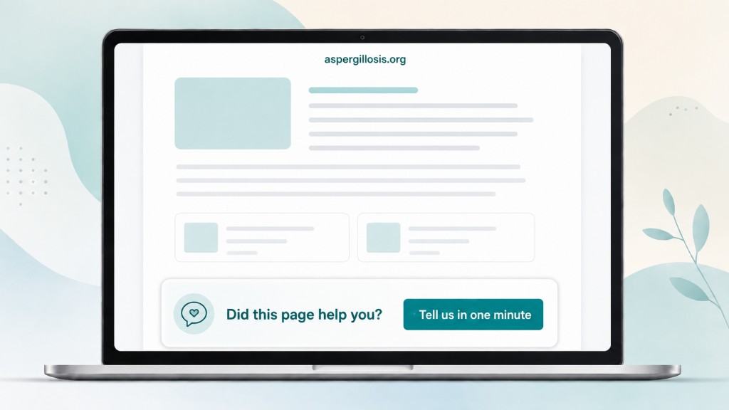 Aspergillosis.org webpage showing the “Did this page help you?” feedback button
