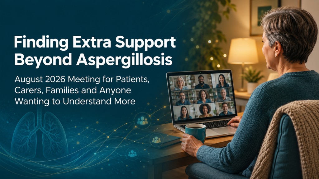 Person joining an online support group for people with aspergillosis and other lung conditions.