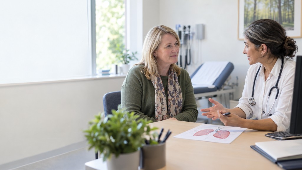 Patient discussing lung health with a specialist clinician